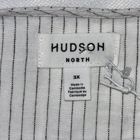 NWT Hudson North Linen Blend Wrap Comfy Stylish Belted Stripe Linen Dress Sz 3XL - Picture 3 of 16